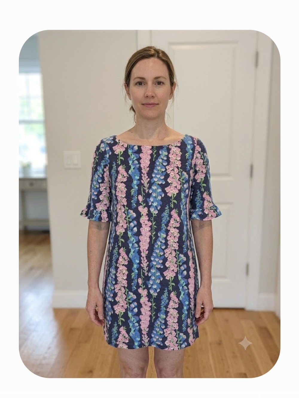 Lilly Pulitzer Navy Mini Dress with Pink & Blue Floral Columns